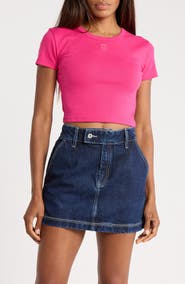 BOSS Delanor Logo Embroidered Crop T-Shirt