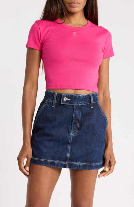 Delanor Logo Embroidered Crop T-Shirt