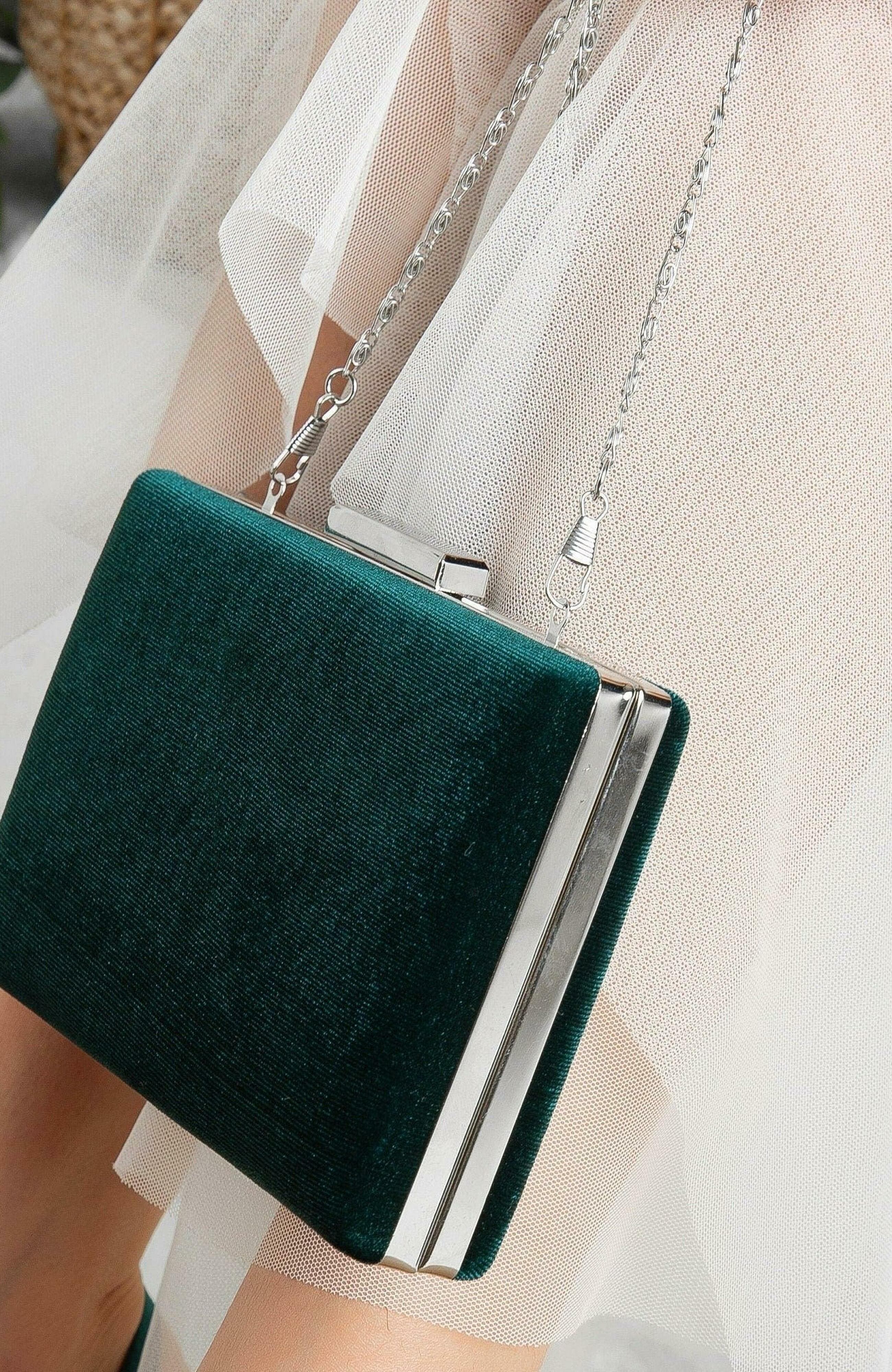 Clara Evening Clutch, Alternate, color, Emerald Green Velvet