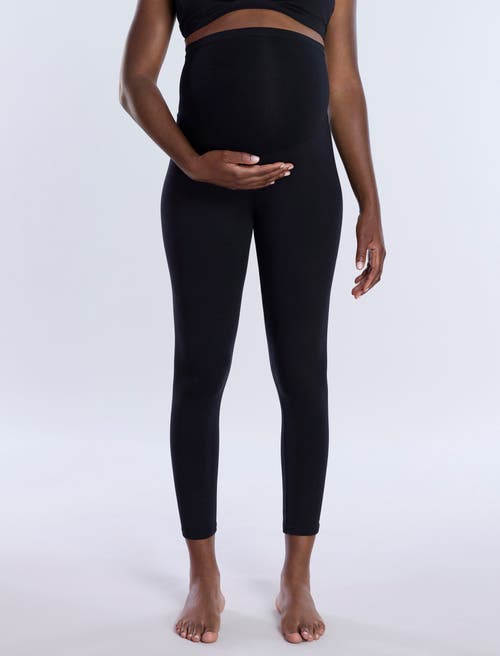 Motherhood Maternity Secret Fit Over The Belly Coated Full Length Legging In Black/black