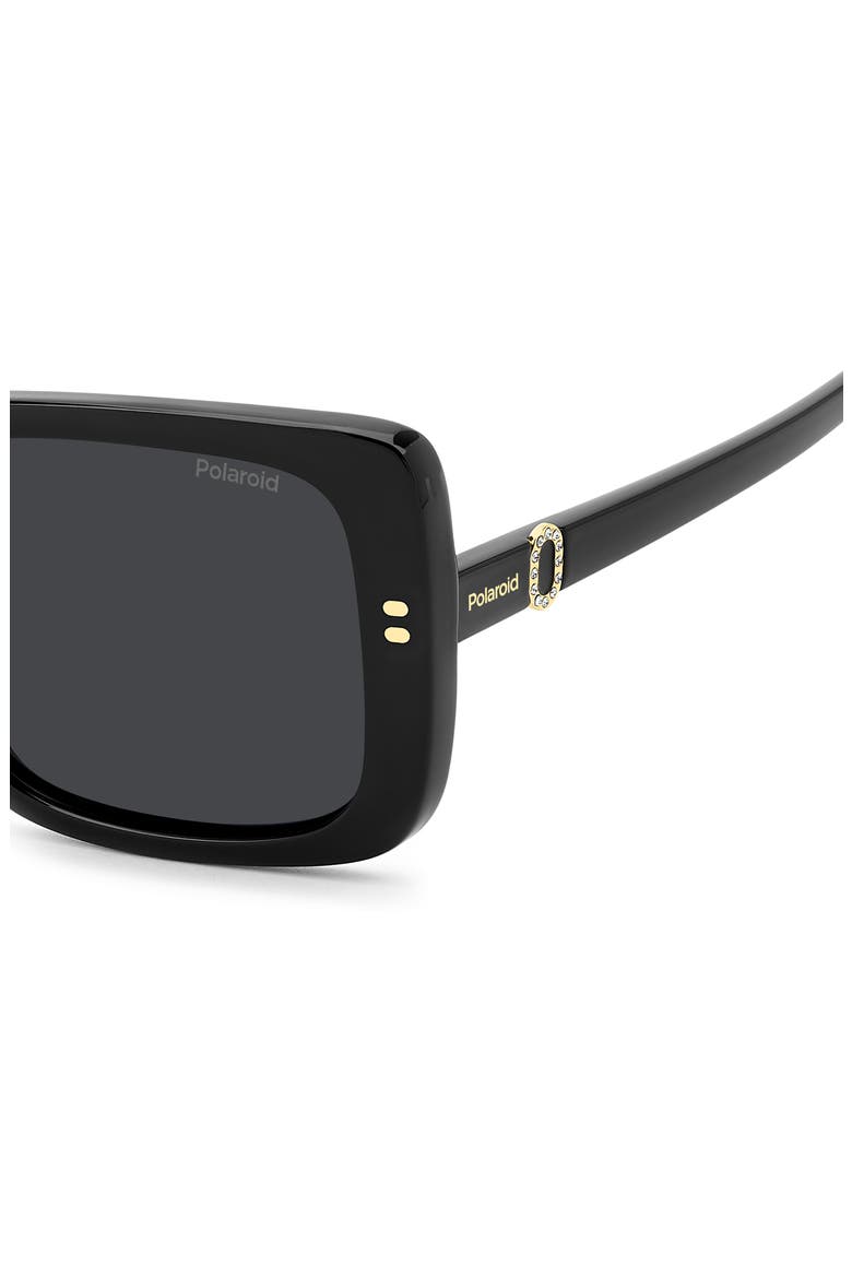 55mm Polarized Rectangular Sunglasses, Alternate, color, BLACK/ GREY