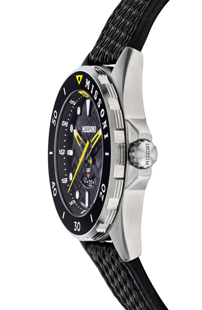 Missoni GMT Leather Strap Watch, 43mm, Alternate, color, 
