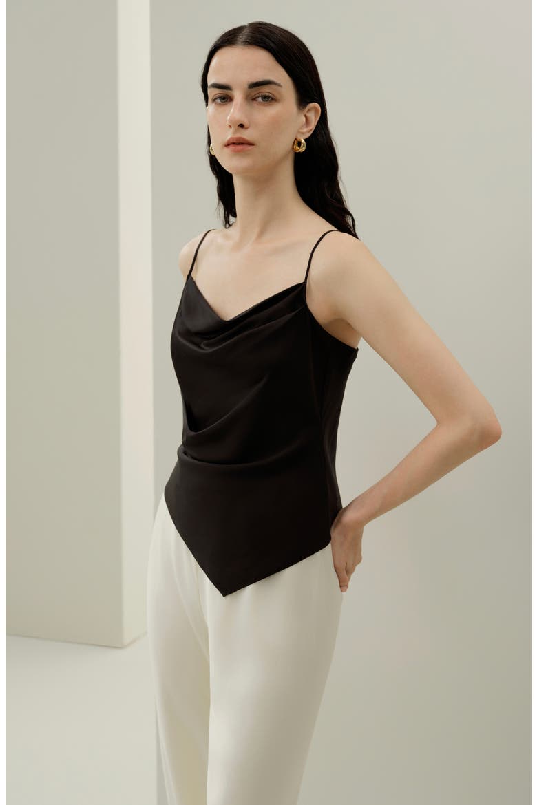 Women's Astra Stretchy Silk Camisole, Alternate, color, Black