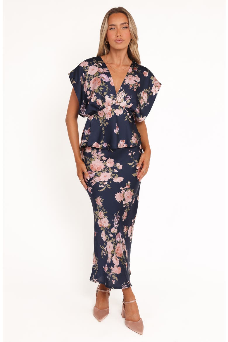 Ricki Floral Print Dolman Sleeve Satin Top, Alternate, color, NAVY FLORAL