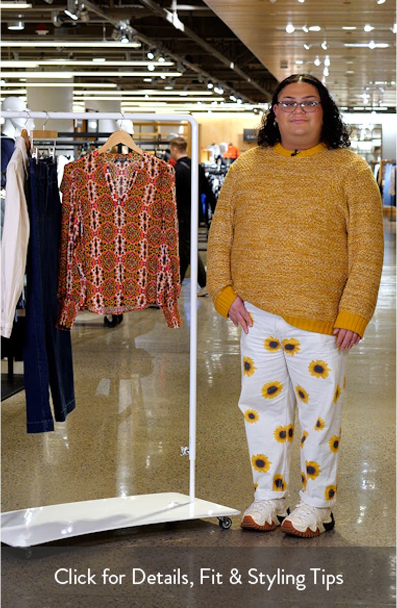 Batik Print Split Neck Top, sales video thumbnail