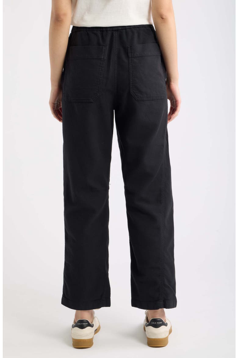 Pull-On Barrel Leg Twill Pants, Alternate, color, BLACK