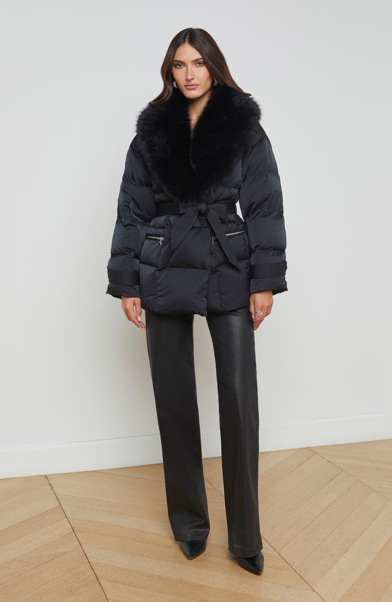L'AGENCE Vail Faux Fur Trim Quilted Puffer Jacket, Alternate, color,