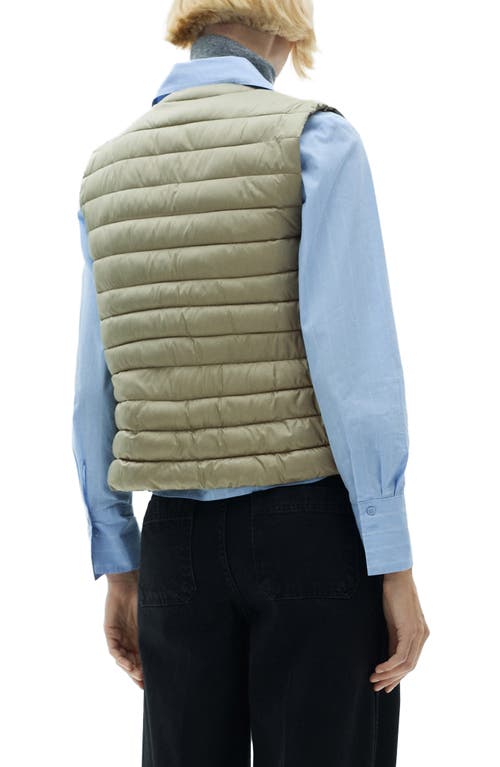 Mango Water Repellent Channel Quilted Vest In Pastel Green