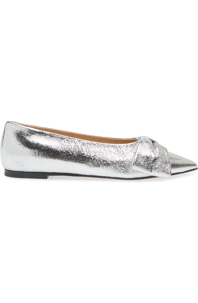 Dear Frances Bow Pointed Toe Flat, Alternate, color, Silver