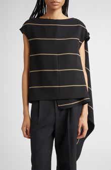 Proenza Schouler Sutton Stripe Draped Knit Top