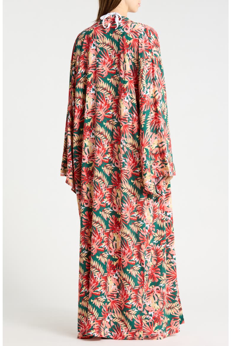 Oversize Cover-Up Ruana, Alternate, color, GREEN- CORAL PALM MULTI
