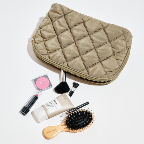 Cloud Kiss - Quilted Puffer Nylon Cosmetic & Travel Organizer Dome Pouch
