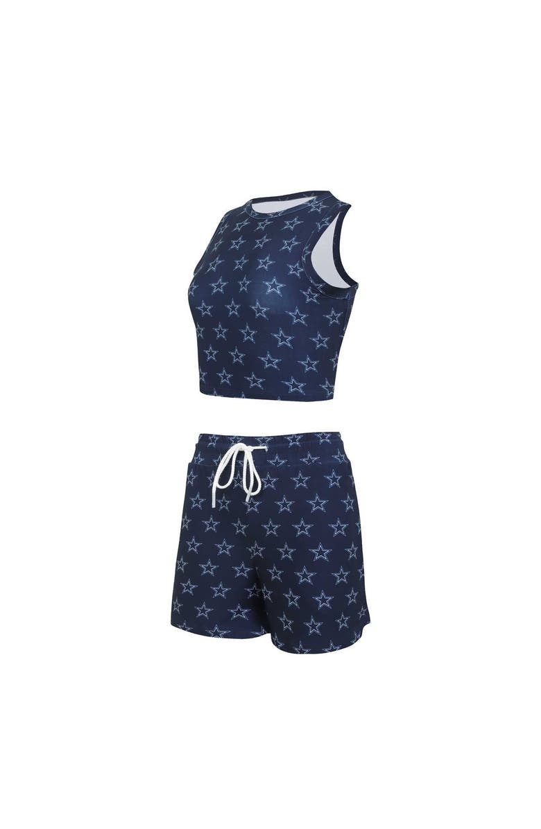 CONCEPTS SPORT Women's Concepts Sport Dallas Cowboys Gauge Allover Print Cropped Tank Top & Shorts Sleep Set, Main, color, Navy