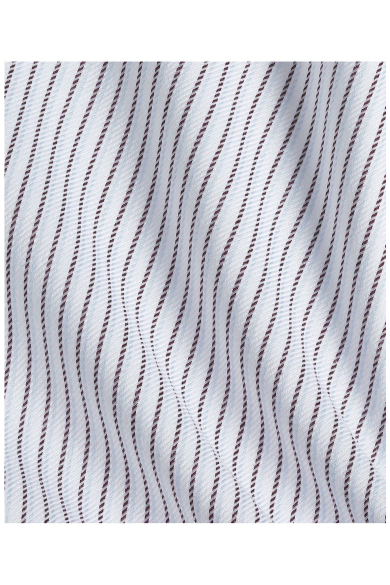 Trim Fit Stripe Cotton & Cashmere Dress Shirt, Alternate, color, WHITE/ MERLOT