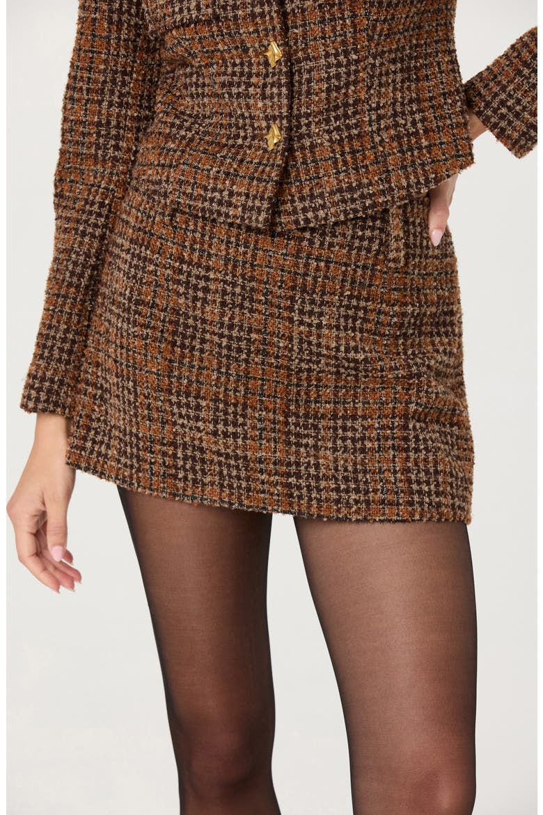 Kyleigh Wool Blend Tweed Miniskirt, Alternate, color, RUST BROWN