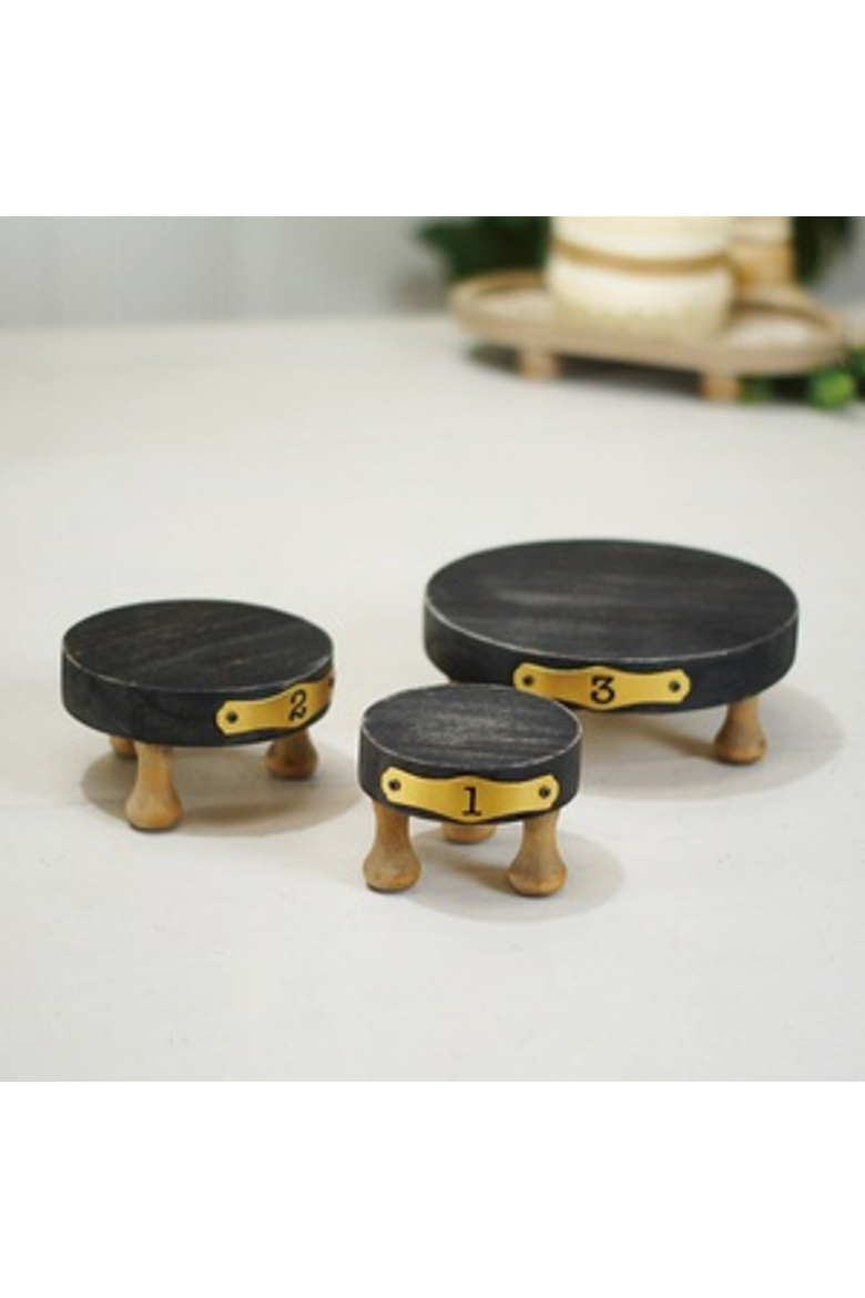 Wood Black Numbered Risers Set of 3, Decorative Wooden Display Risers for Farmhouse Home Décor, Main, color, Black