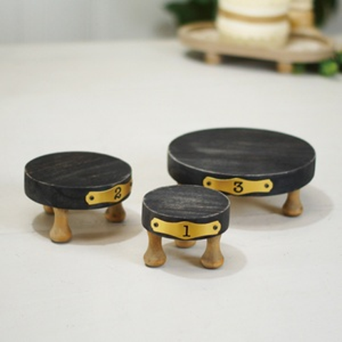 Wood Black Numbered Risers Set of 3, Decorative Wooden Display Risers for Farmhouse Home Décor