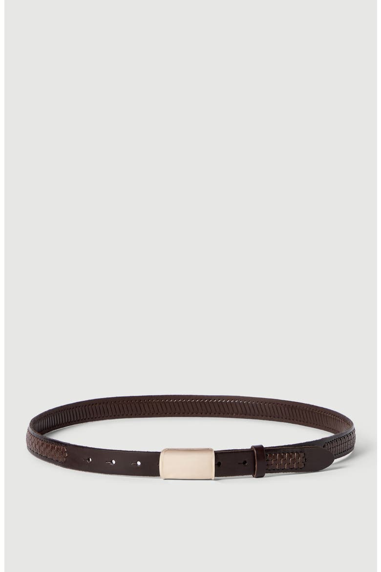 Textured calfskin belt with box-frame buckle, Main, color, Rust Brown