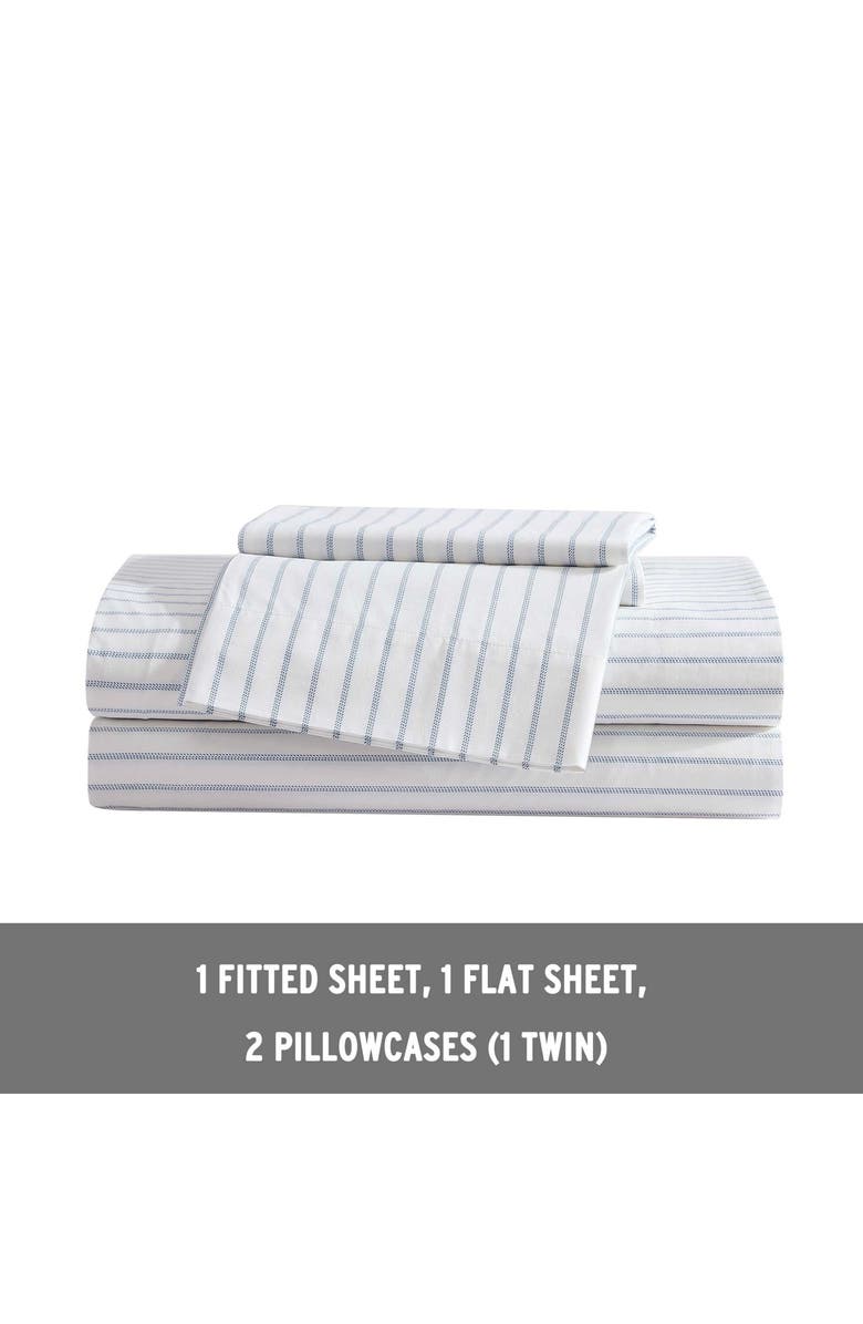 Eddie Bauer Essential Stripe Sheet Set, Alternate, color, White/ Soft Blue/ Dark Blue
