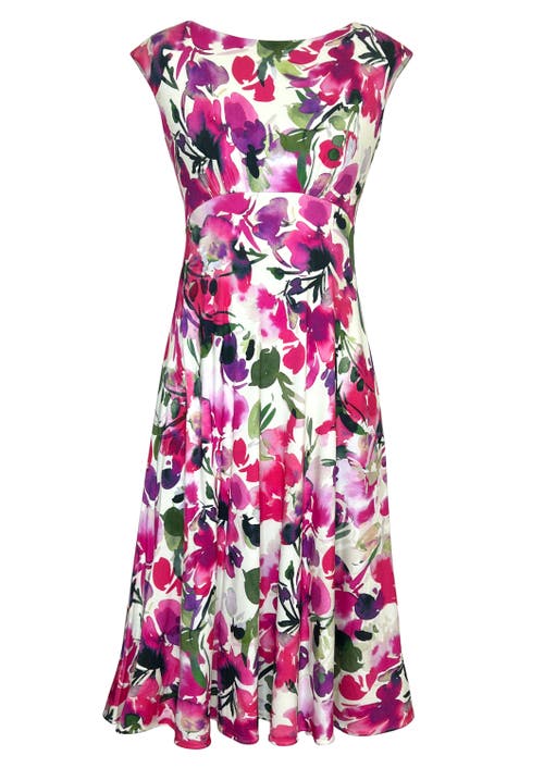 Alie Street London Luna Boat Neck Sleeveless Midi Dress In Multi