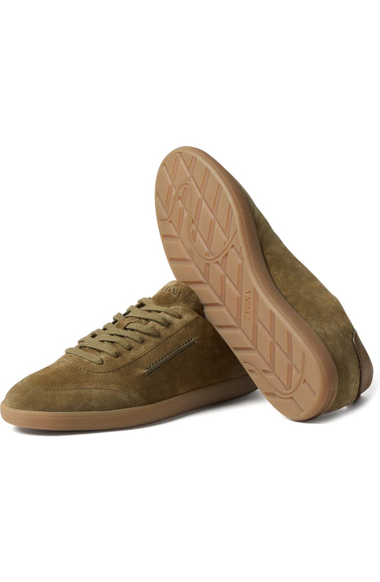 ZEGNA Olive Green 232 Suede Low Top Sneaker, Alternate, color, Felce