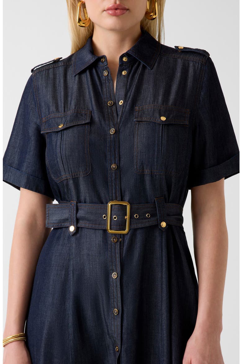 Katie Belted Denim Maxi Dress, Alternate, color, DARK BLUE
