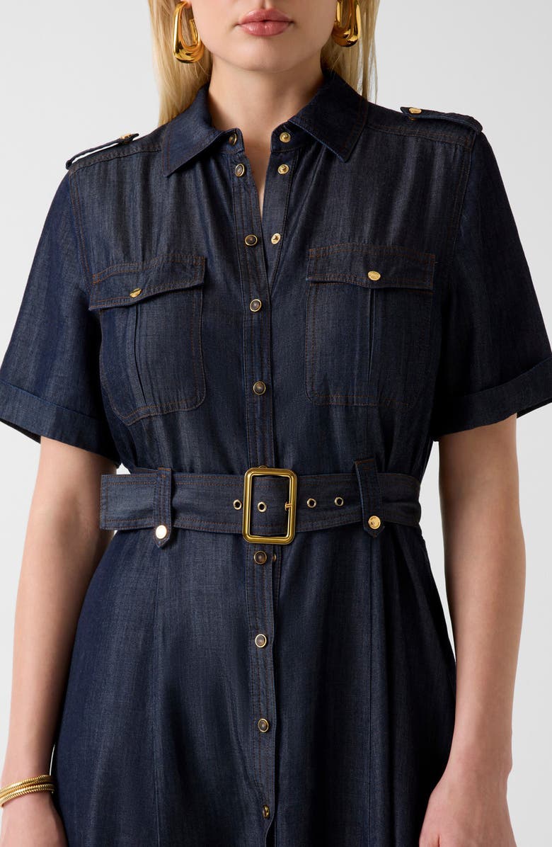 Marciano Katie Belted Denim Maxi Dress, Alternate, color, Dark Blue