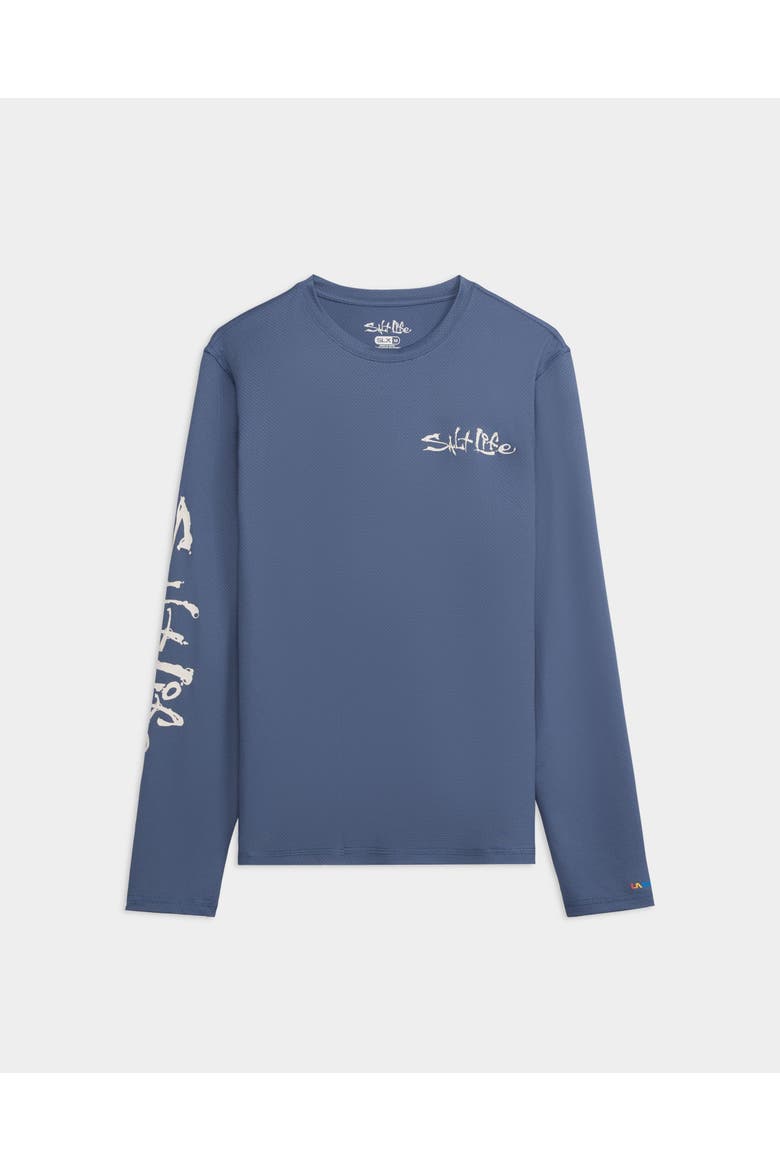 Salt Water Perforated Tee, Main, color, Vintage Indigo