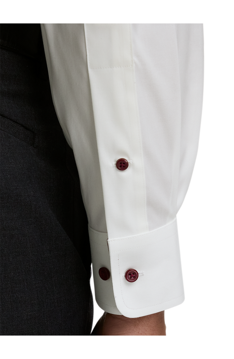 Paul Fredrick Slim Fit Non Iron Point Collar Dress Shirt with Striped Trim, Alternate, color, White/Blue