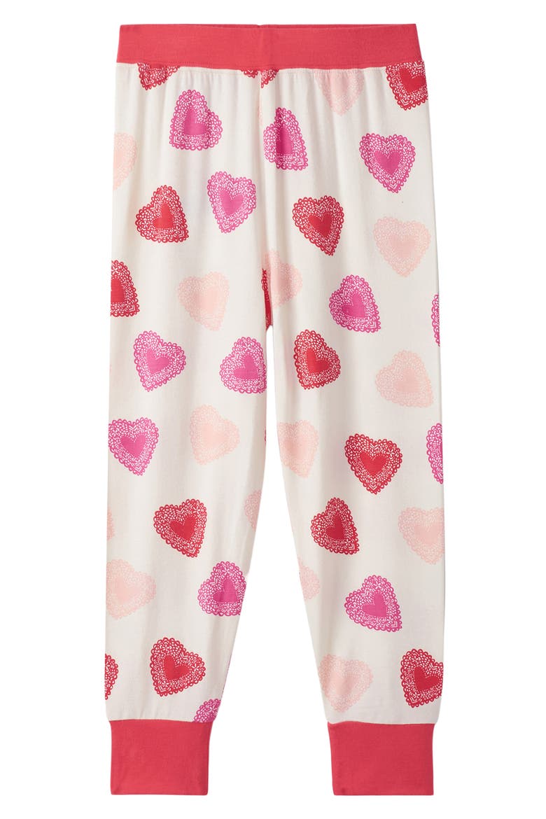 Kids' Cutout Hearts Fitted Two-Piece Pajamas, Alternate, color, NATURAL