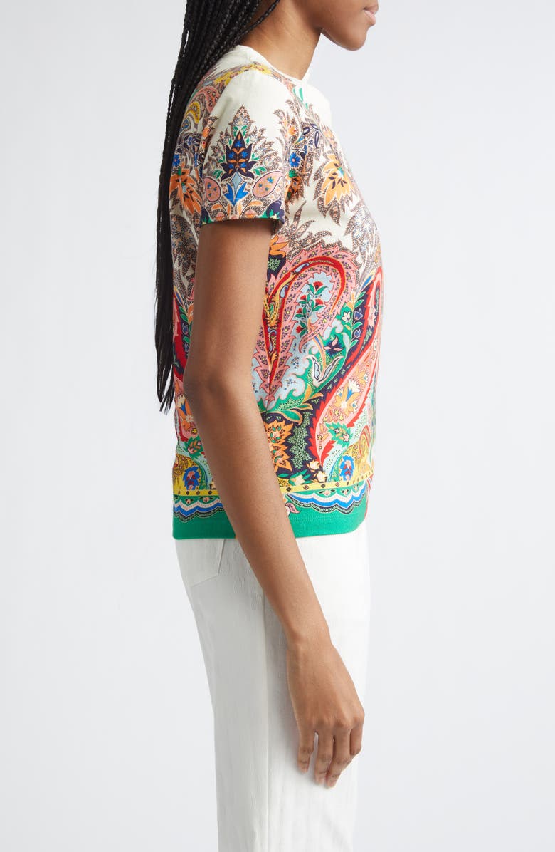 Etro Paisley Print T-Shirt, Alternate, color, Print On White Base