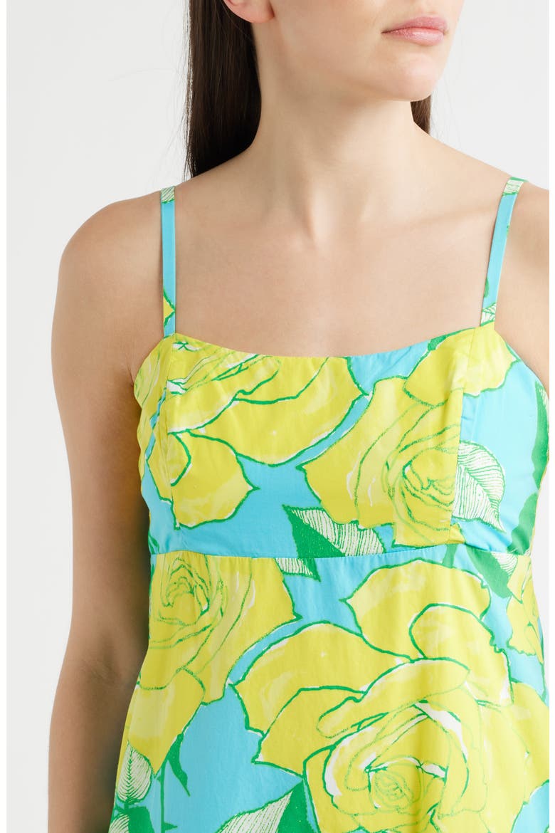 Haliey Floral Print Midi Dress, Alternate, color, BLUE CURACAO ROSE BUD