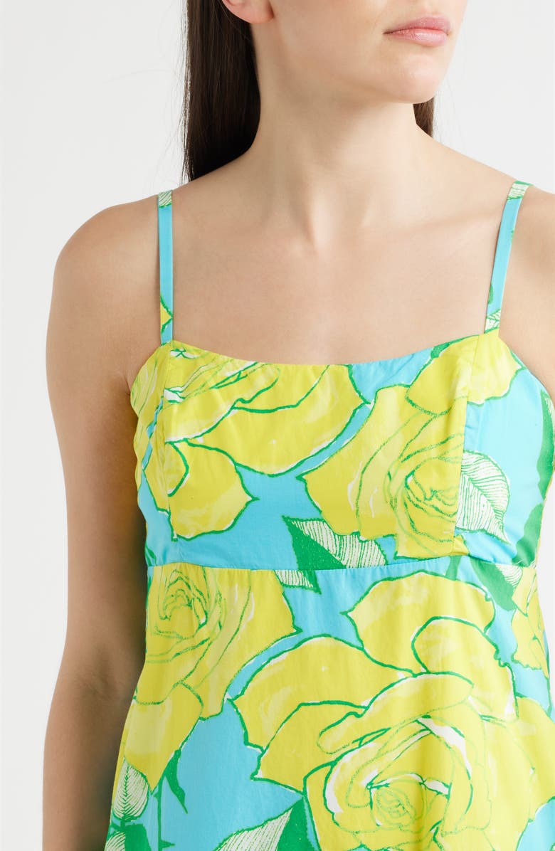 Lilly Pulitzer<sup>®</sup> Haliey Floral Print Midi Dress, Alternate, color, Blue Curacao Rose Bud