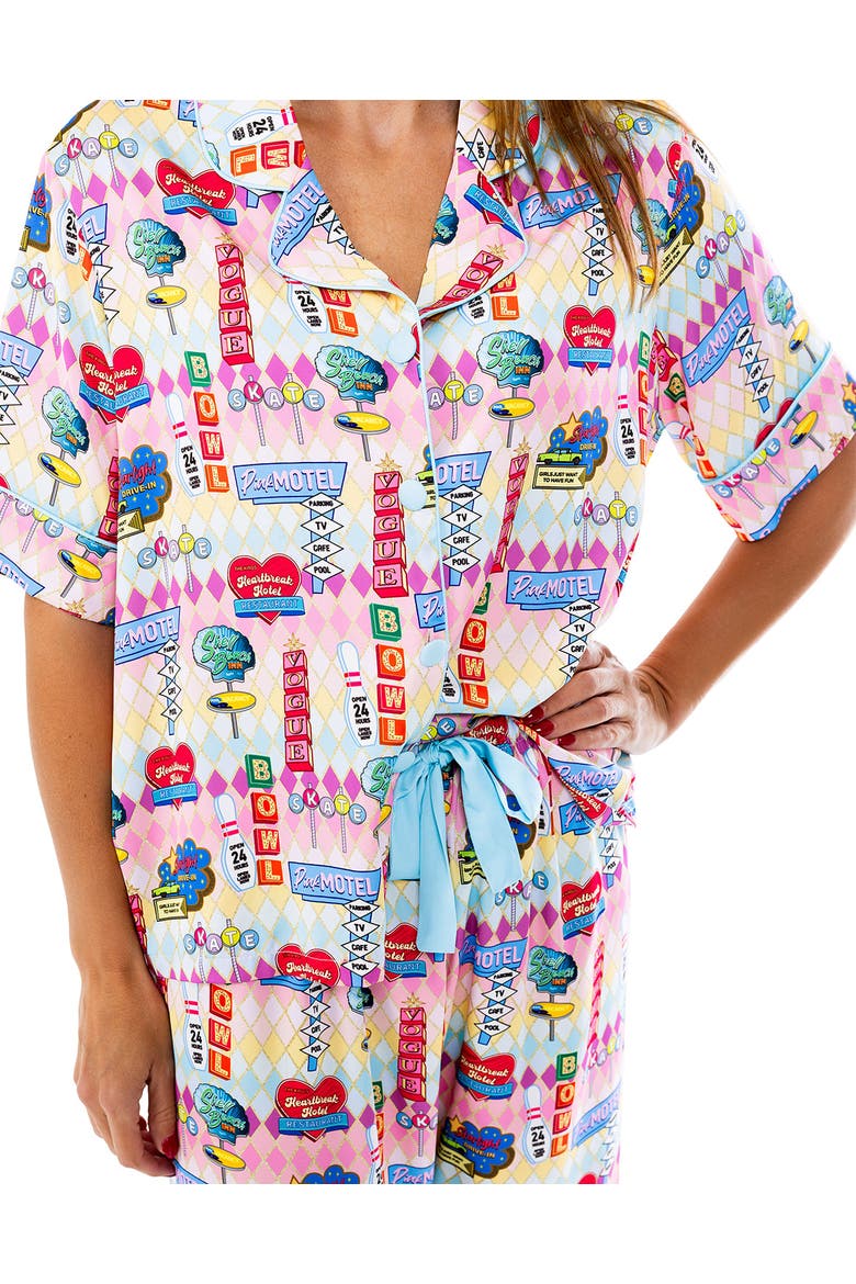 Women's Highway Holiday Silky Short Sleeve Pant Set, Alternate, color, Highway Holiday