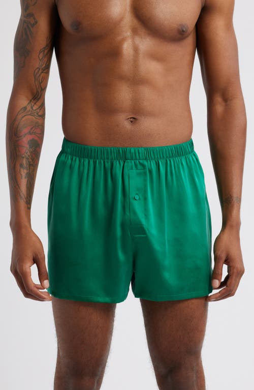 Lunya Washable Silk Boxer Shorts in Estuarine Green 