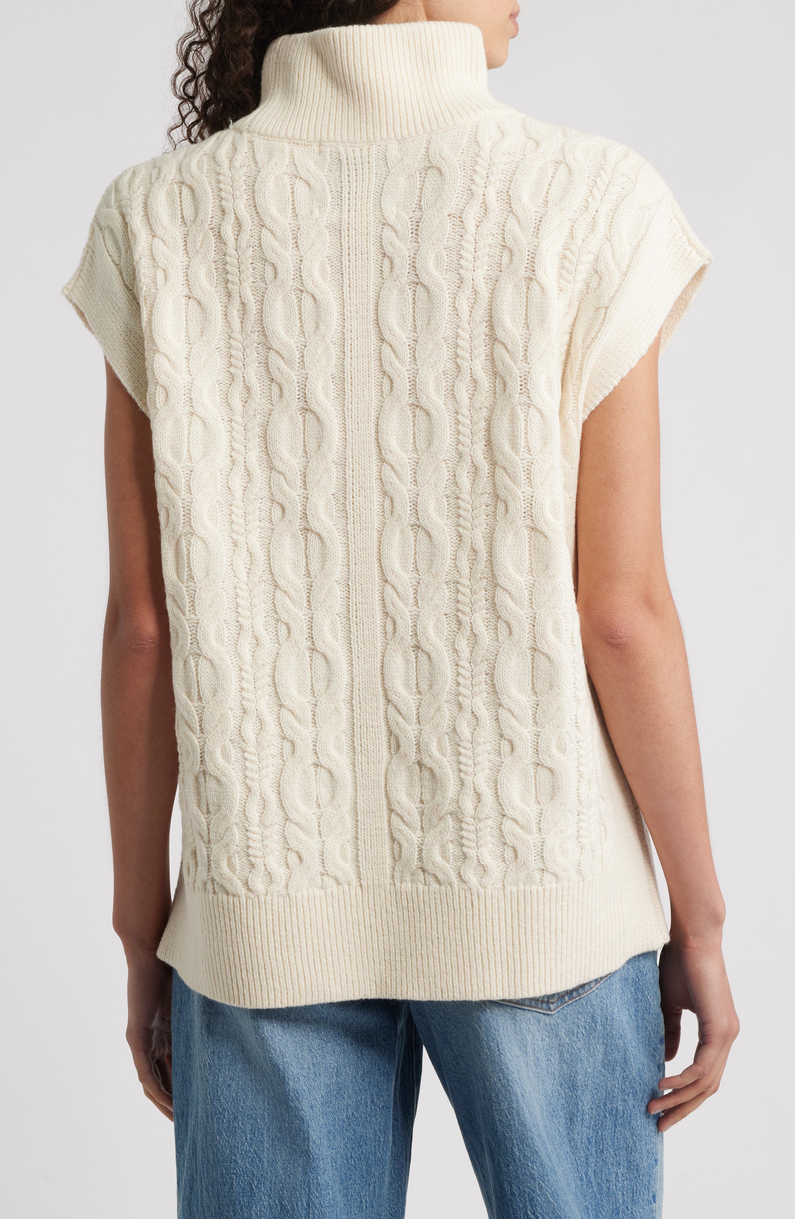 Cable Sleeveless Mock Neck Sweater - image 2