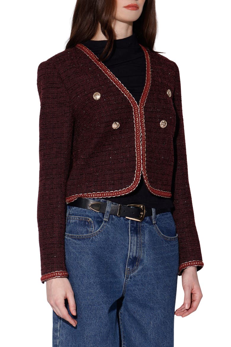 Elodie Tweed Jacket, Alternate, color, BORDEAUX TWEED