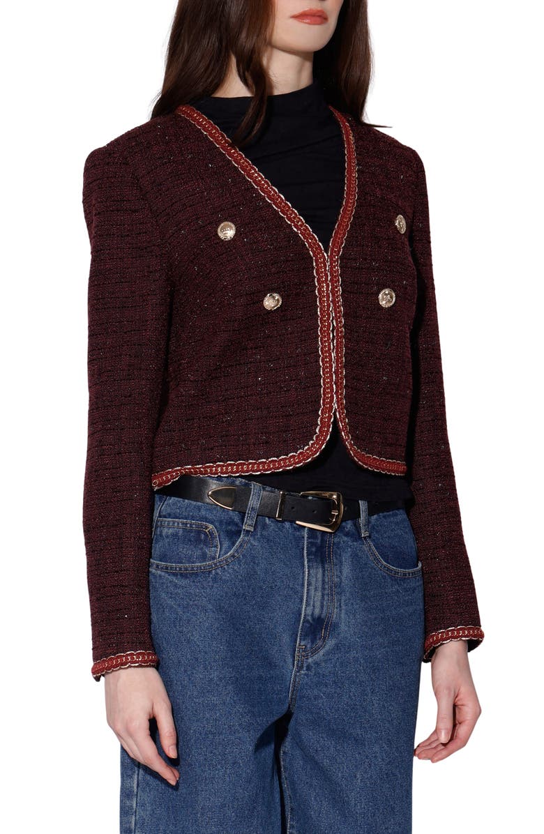 Walter Baker Elodie Tweed Jacket, Alternate, color, Bordeaux Tweed