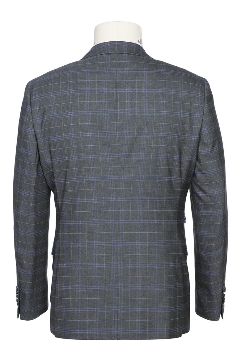 Trim Fit Plaid Two-Button Suit, Alternate, color, GRAY