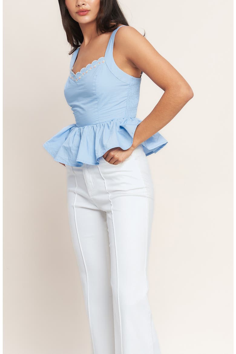 Embroidered Peplum Tank, Alternate, color, LIGHT BLUE