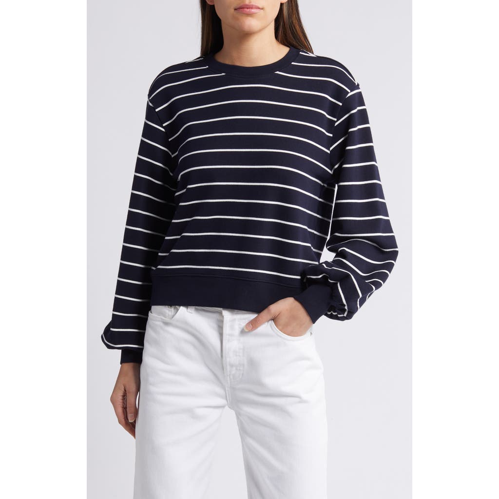 Frame Blouson Sleeve Sweatshirt In Navy Multi In Black