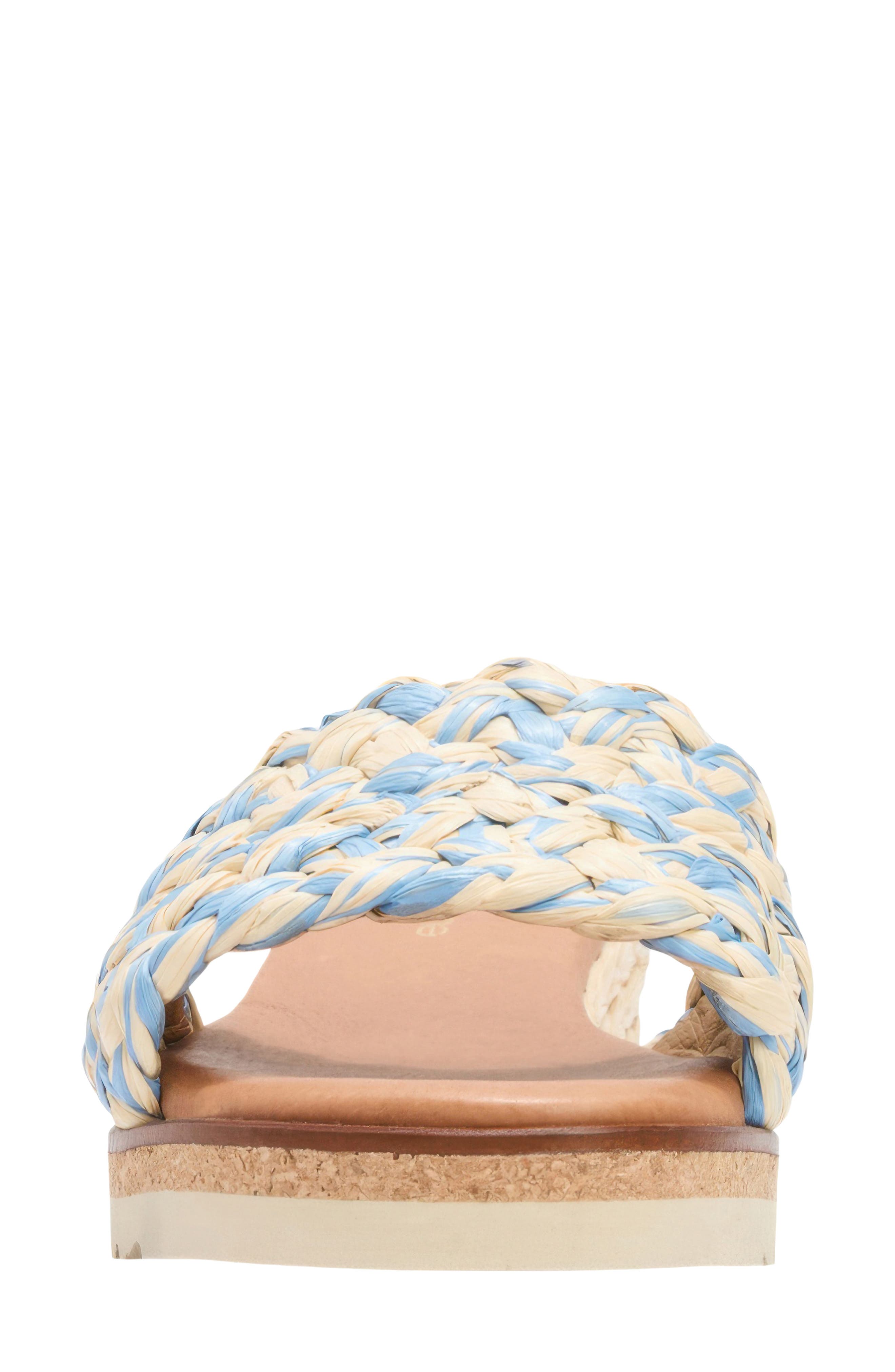 André Assous Nessie Wedge Sandal, Alternate, color, Natural/ Sky Blue