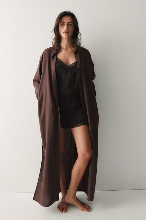 Linen-blend shirt dress