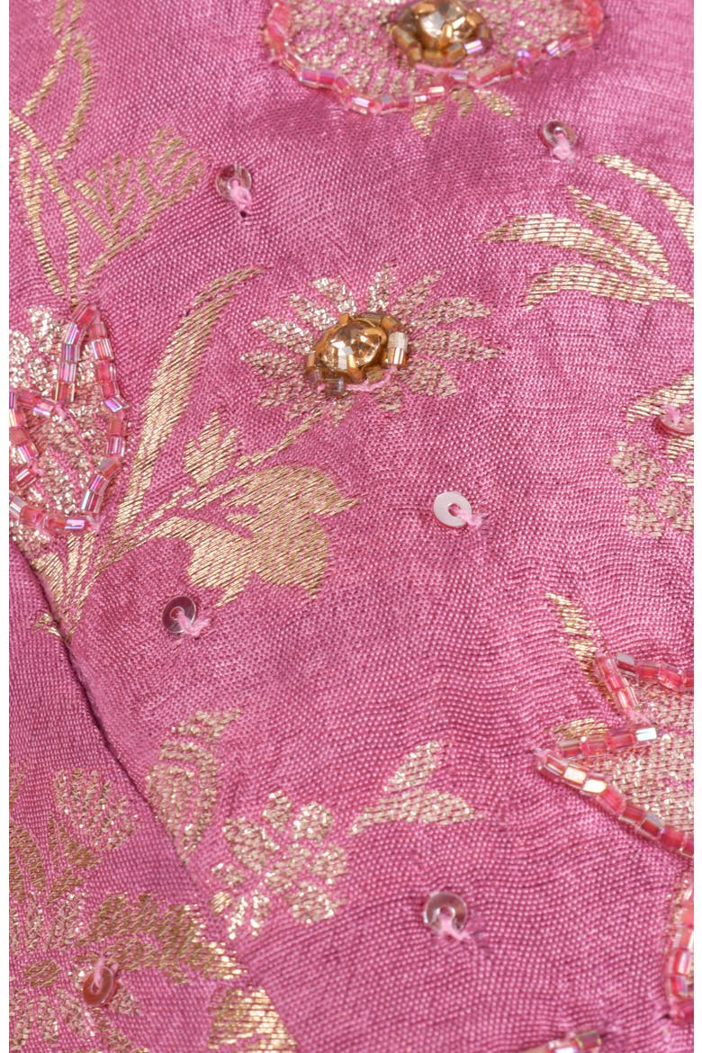 Rhosyn Brocade Pre Pleated Shimmer Saree, Alternate, color, Pink