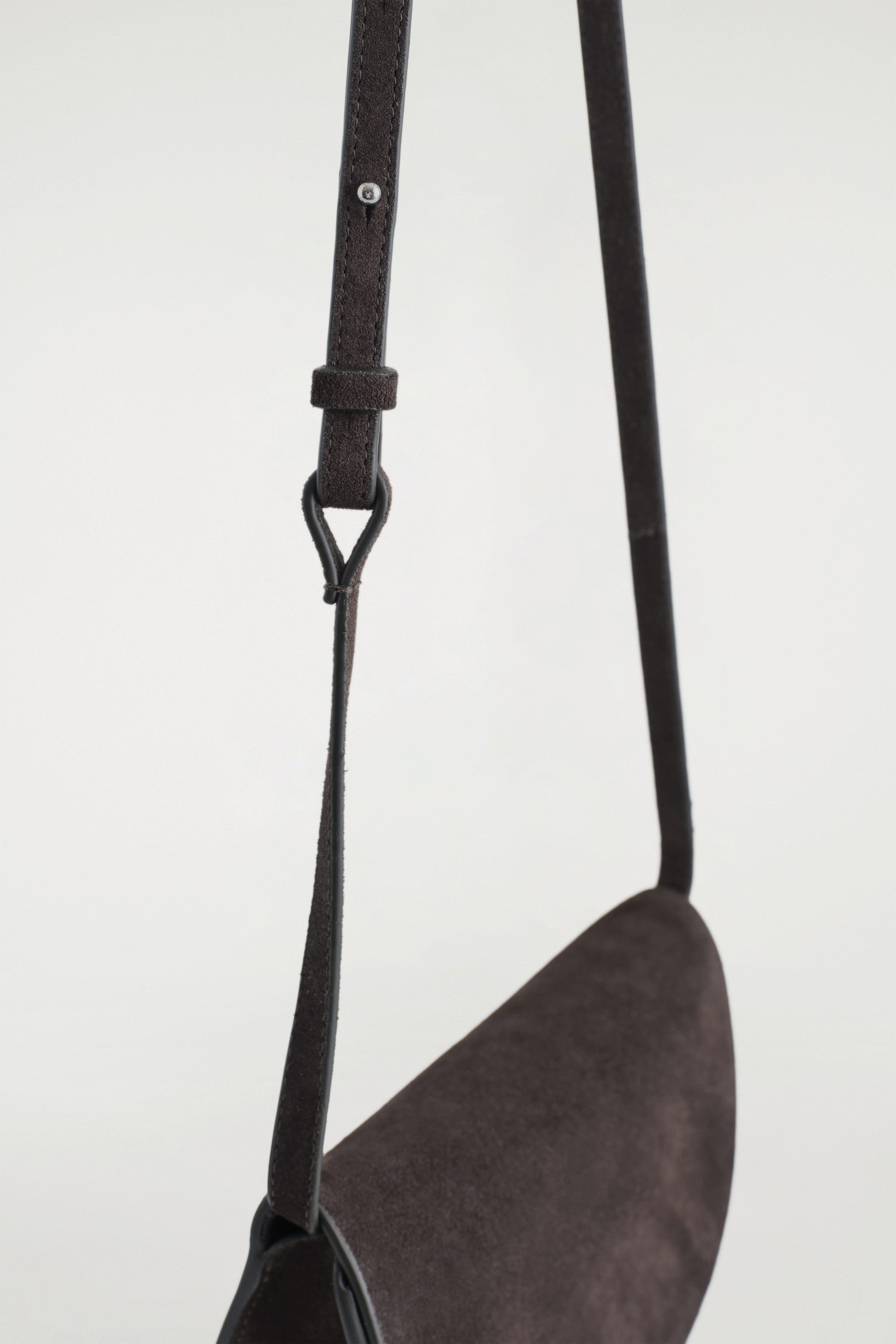 COS Curved Crossbody Bag - Suede, Alternate, color, Dark Brown