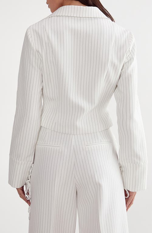 Nasty Gal Pinstripe Lace-up Jacket In Ivory