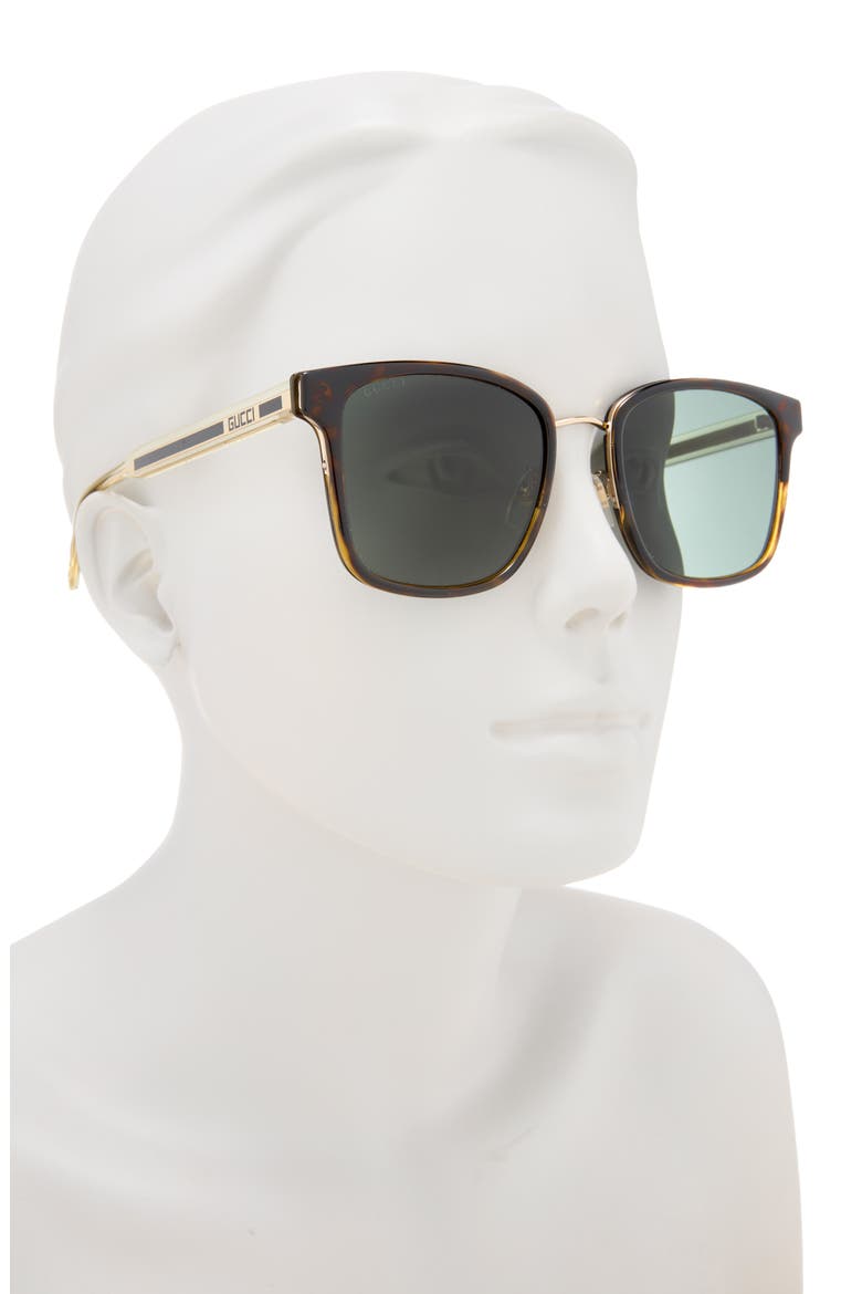 55mm Square Sunglasses, Alternate, color, HAVANA CRYSTAL GREEN