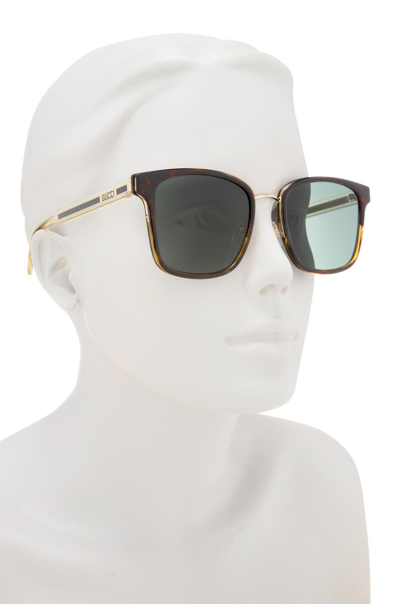 Gucci 55mm Square Sunglasses, Alternate, color, Havana Crystal Green