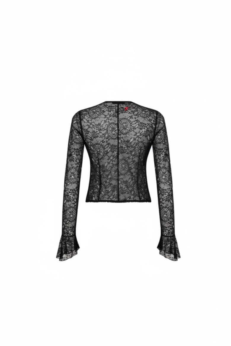 Long Sleeve Black Lace Top, Alternate, color, BLACK