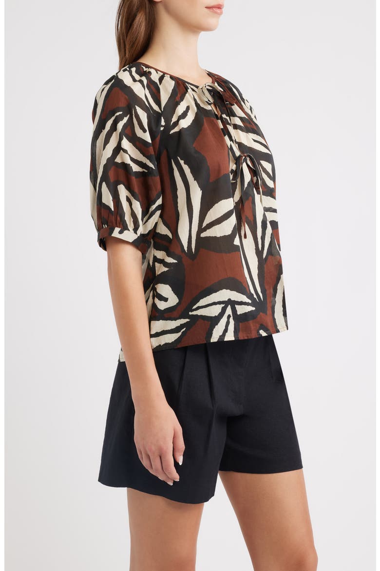 Catalene Abstract Print Cotton Top, Alternate, color, COCOA FLORAL